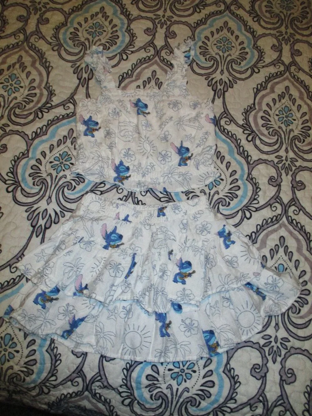 Disney Stitch X Primark Girls Top & Skirt size  3-4